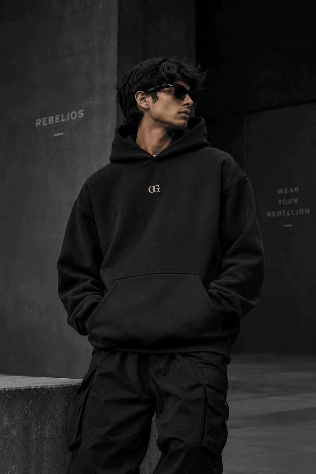 Rebelios OG Premium Hoodie | Minimal Black Streetwear | Unisex Pullover - Rebelios